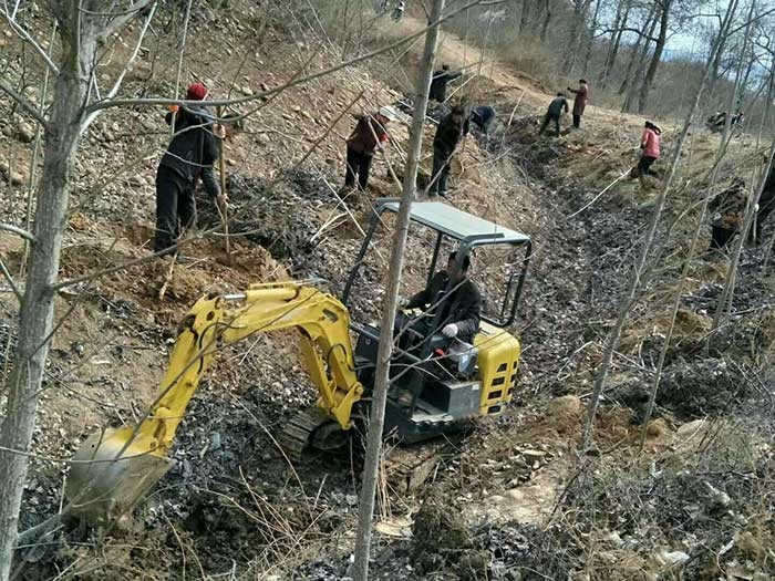 金旺小型挖掘机山坡植树造林